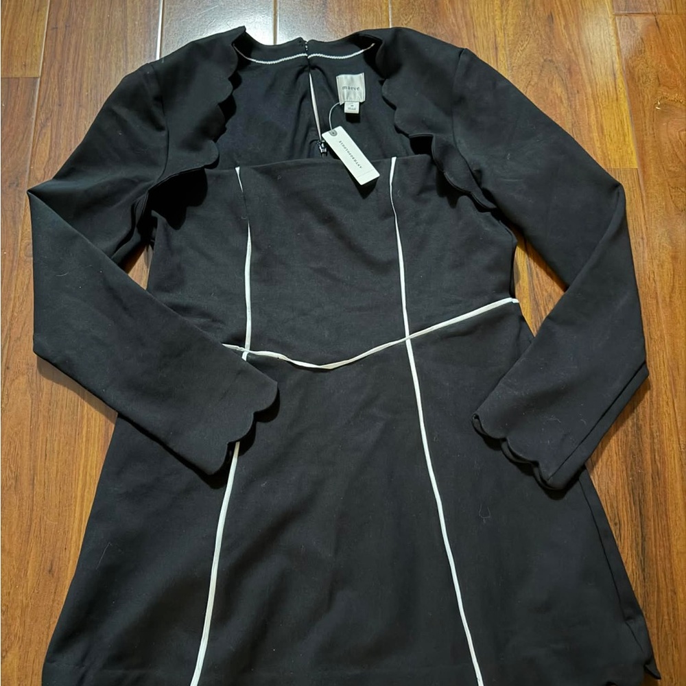 Anthropologie Black Dress with White Trim - Picture 2 of 6